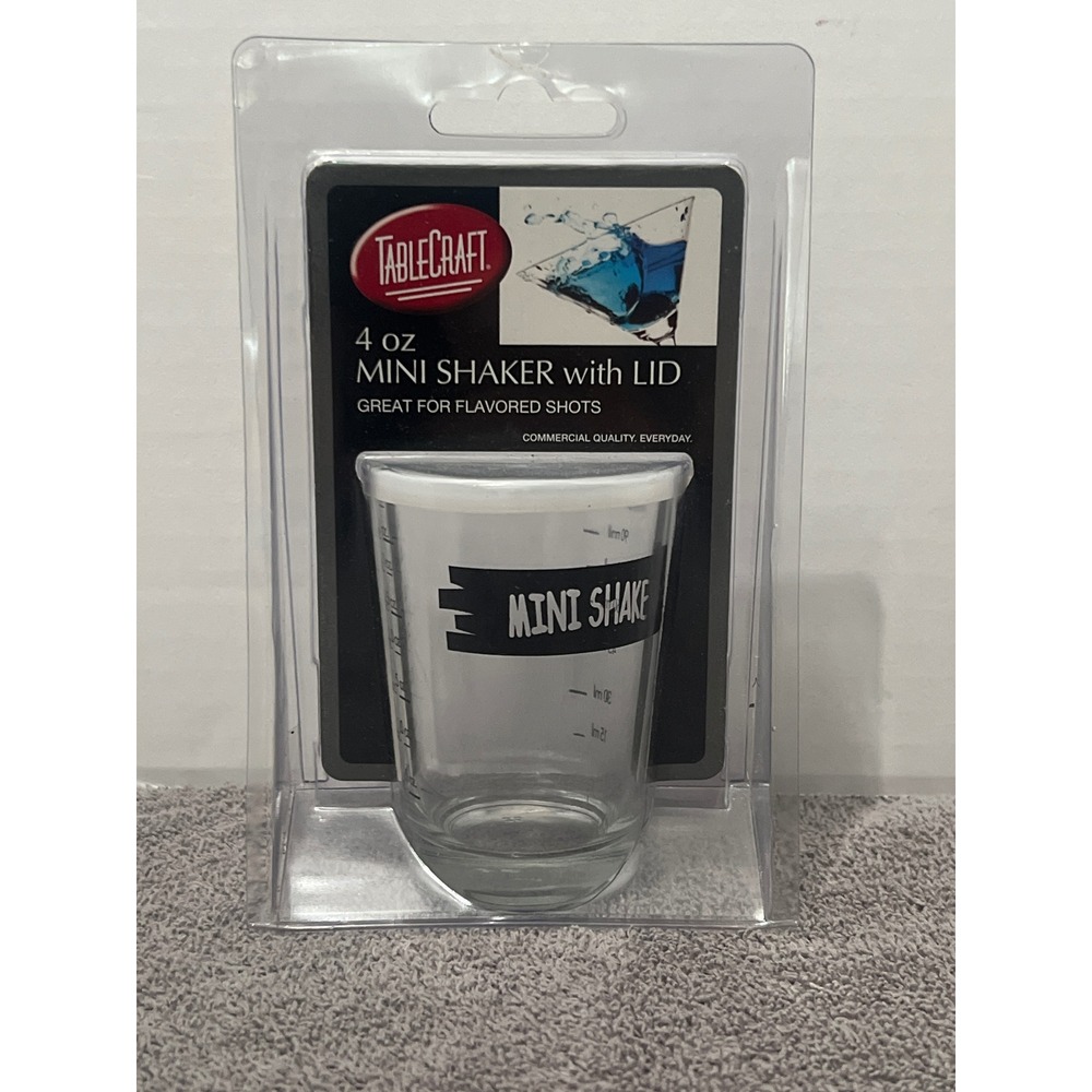 TableCraft 4 oz Mini Shaker with Lid Glass Shot Shaker H1433L Clear